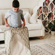 Load image into Gallery viewer, Khamsa Comfort | Children Muslim Prayer Rug Prayer Mat 100% Organic Cotton with Added Foam Padding for Pressure Relief and Motion Absorption