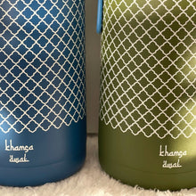 Load image into Gallery viewer, Khamsa Bismillah Water Bottle | Blue - Azraq
