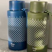 Load image into Gallery viewer, Khamsa Bismillah Water Bottle | Blue - Azraq
