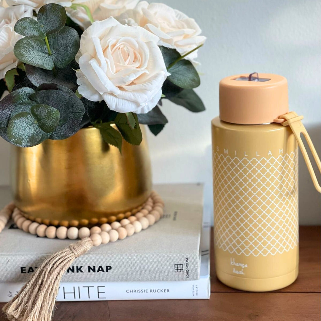 Khamsa Bismillah Water Bottle | Tan - Asmar