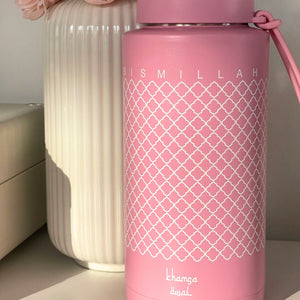 Khamsa Bismillah Water Bottle | Pink - Zahri